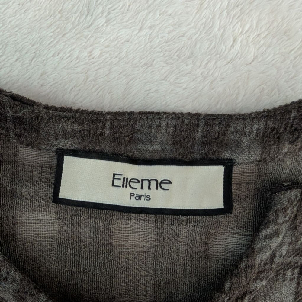 Elleme Brown Plaid Long Sleeve Semi Sheer Wool Blend Sweater - Picture 4 of 10